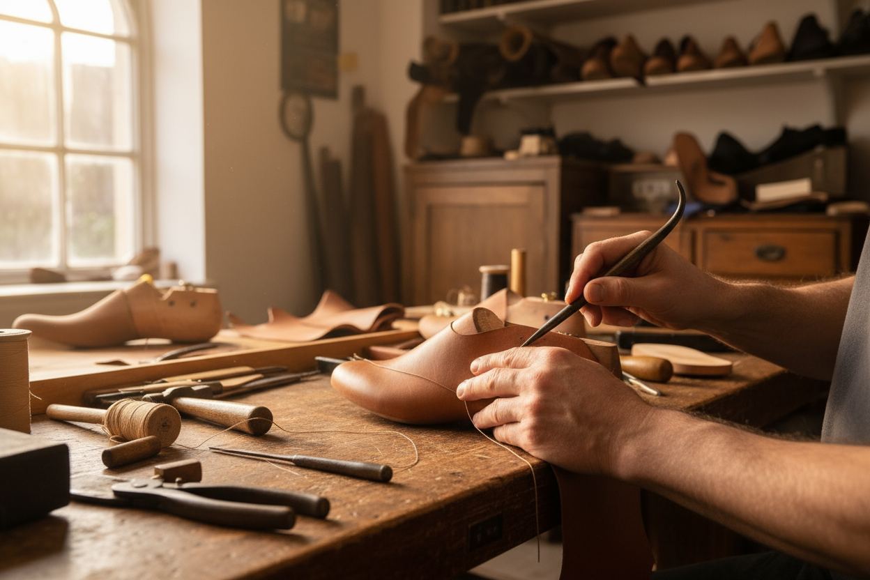 lifestlye image for leather shoe making
