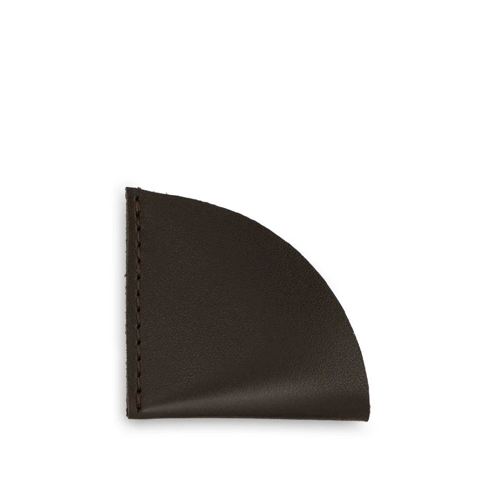 Black leather corner protector on a white background