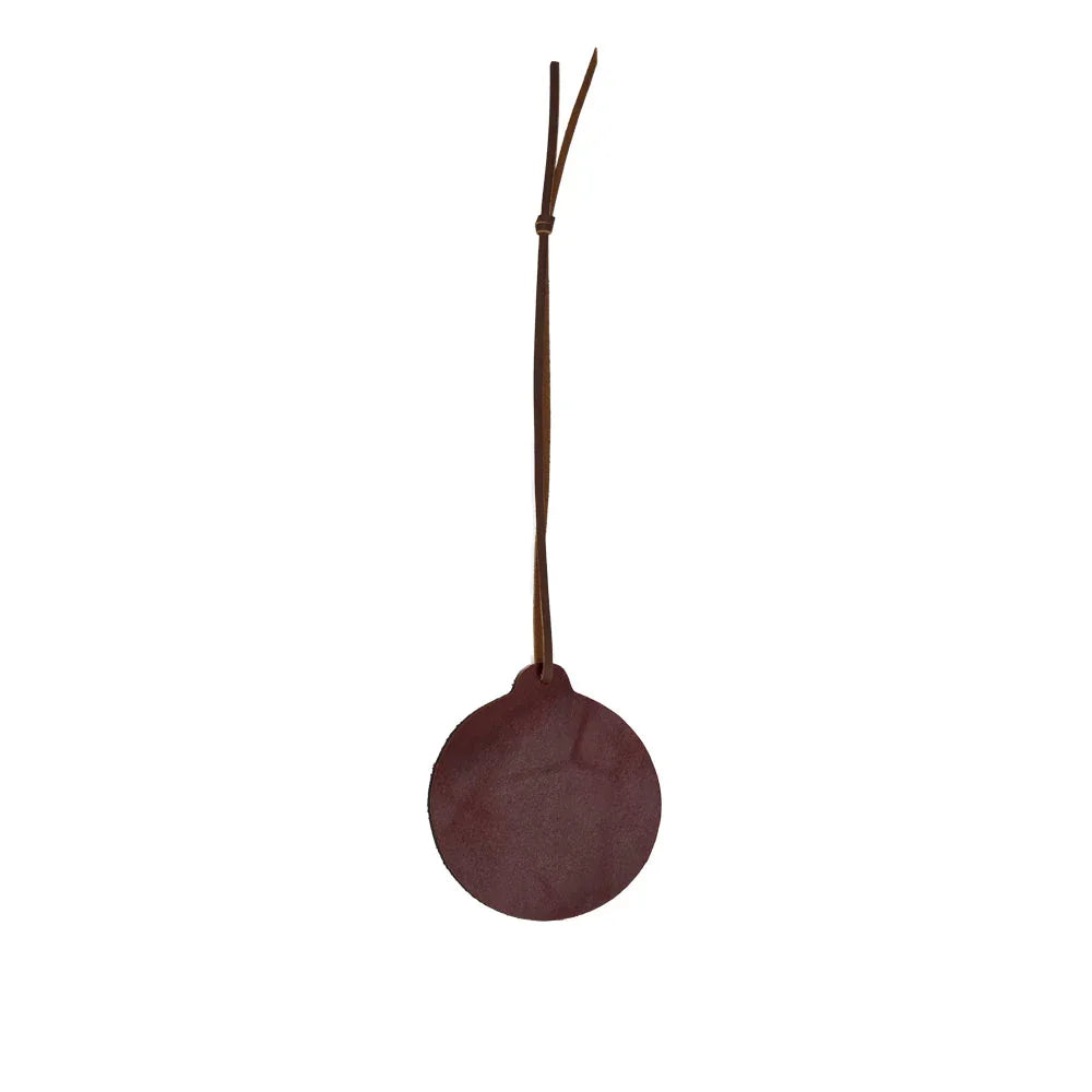 Round brown object with a stick on a white background