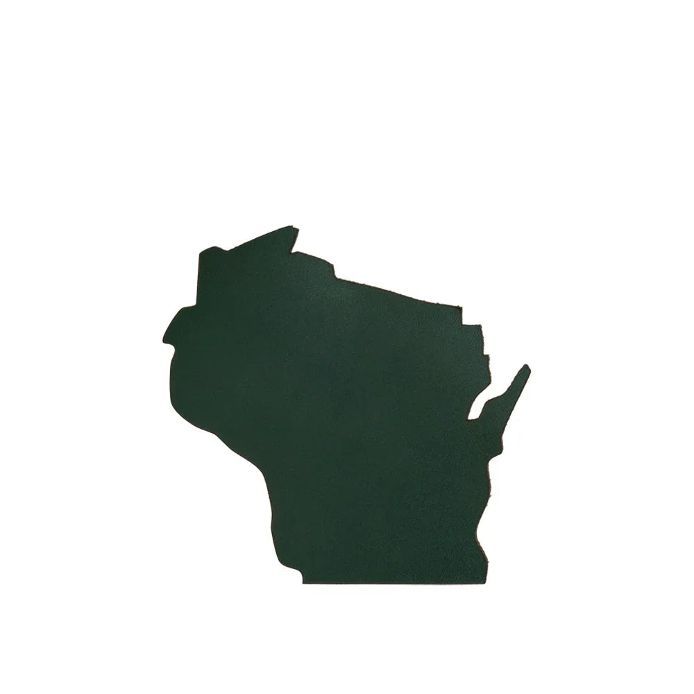 Dark green silhouette of the state of Wisconsin on a white background