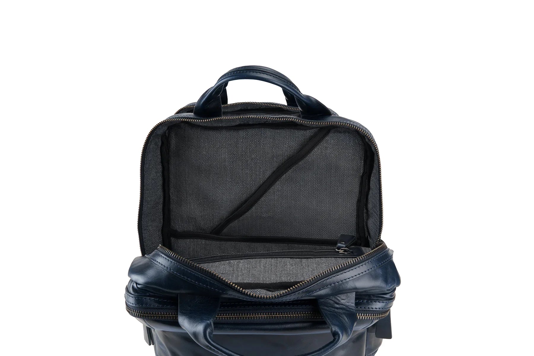 Black backpack with visible zippers