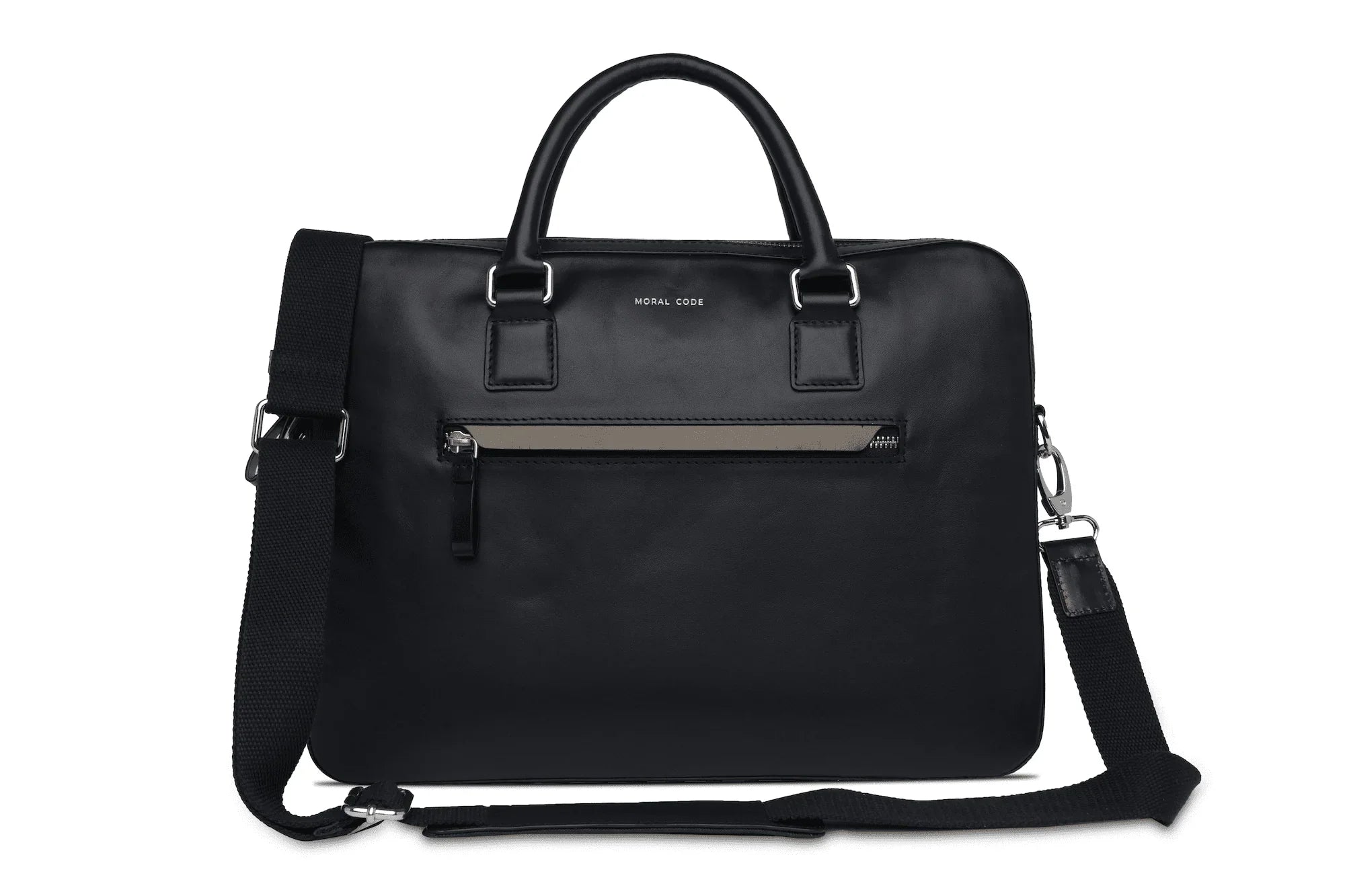 Moral Code Archie Briefcase -Black Leather- #color_black-leather