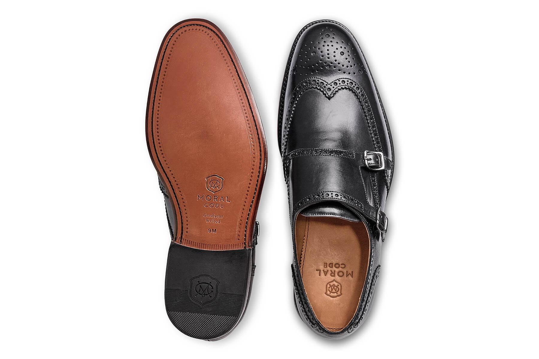 Moral Code August Men's Double Monk Strap Wingtip Dress Shoe -