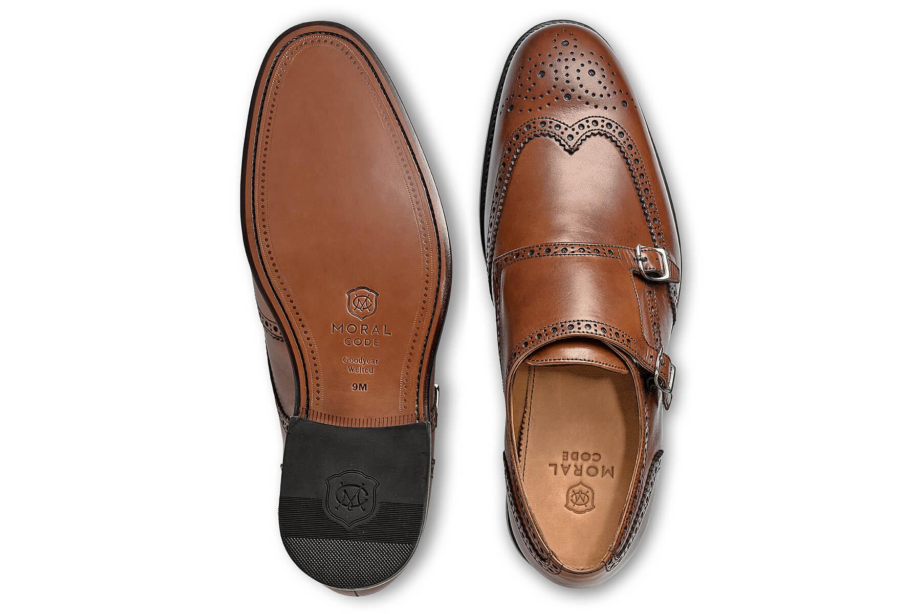 Moral Code August Men's Double Monk Strap Wingtip Dress Shoe -