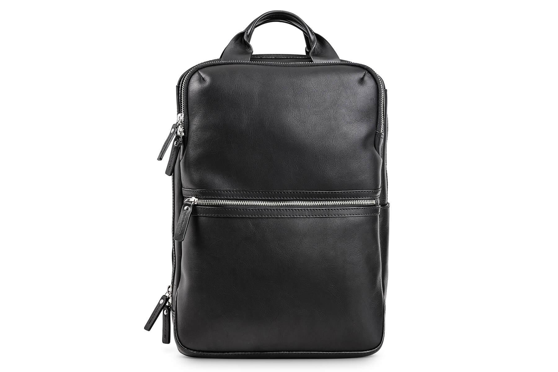 buy mens black leather backpack Moral Code Back Office Backpack Navy Leather / One Size