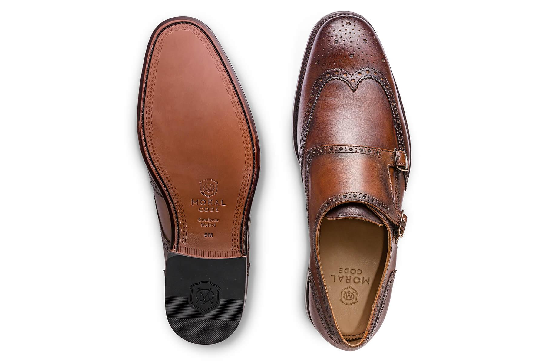 Moral Code August Men's Double Monk Strap Wingtip Dress Shoe -