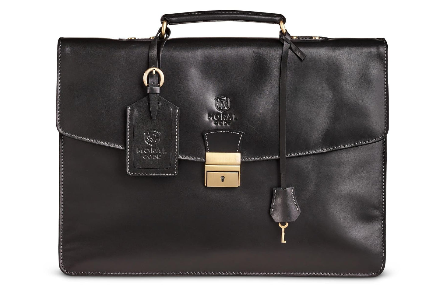 Moral Code Aspen Briefcase -Black Leather-