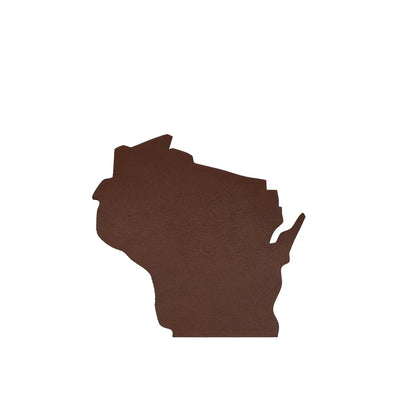 Silhouette of the state of Wisconsin in brown on a white background