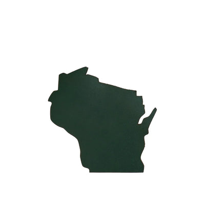 Dark green silhouette of the state of Wisconsin on a white background