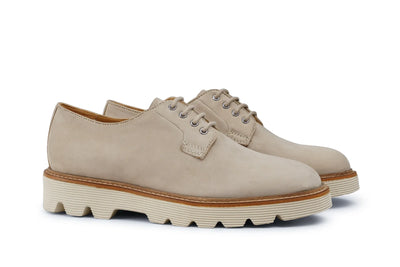 Men's limestone suede lace-up shoes with chunky ridged sole, modern dress style