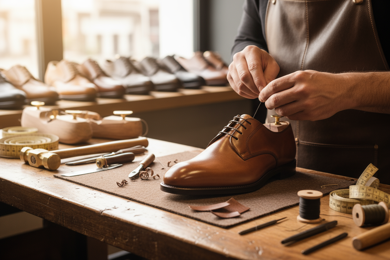 our guarantee image in which a shoe is in making without any text 