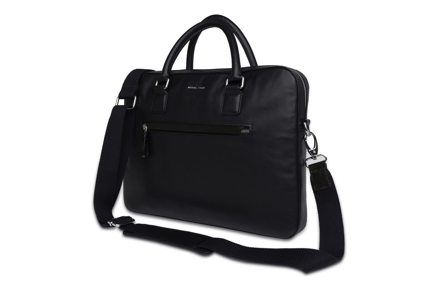 Moral Code Archie Briefcase -Black Leather-