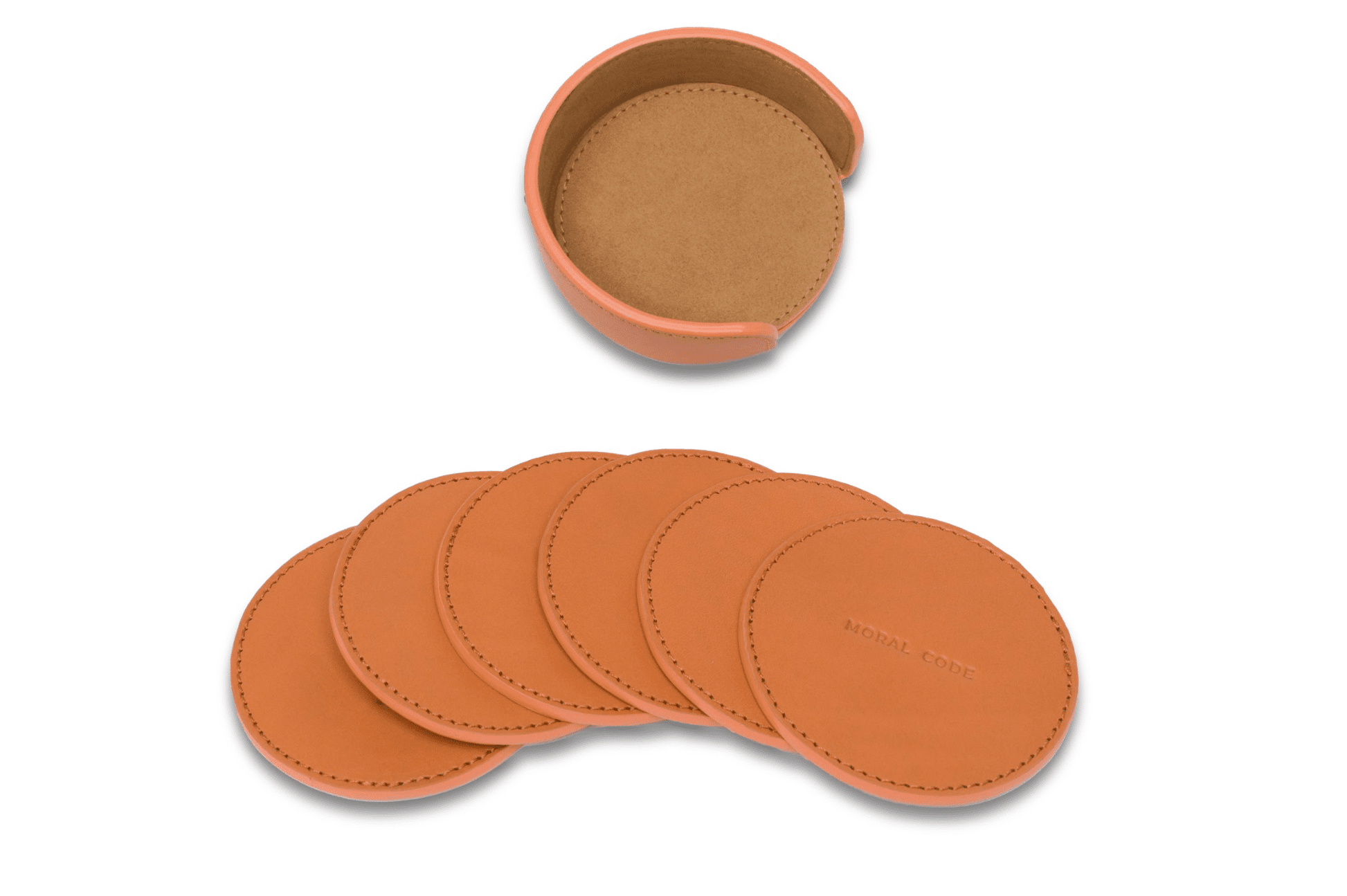 Moral Code Barva Coasters -Cognac Leather-