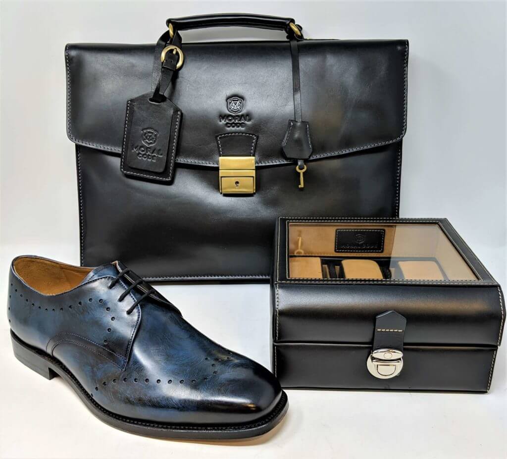 Moral Code Aspen Briefcase -Black Leather-