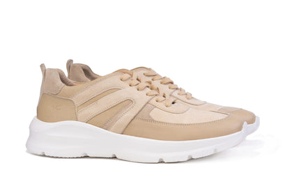 Moral Code Willow Women's Upcycled Trainer -Beige Leather-6.5