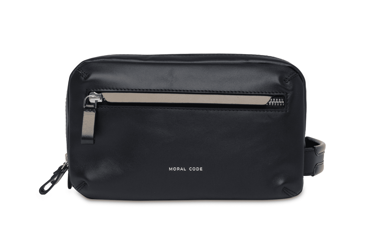 Moral Code Felix Wash Bag -Black Leather-