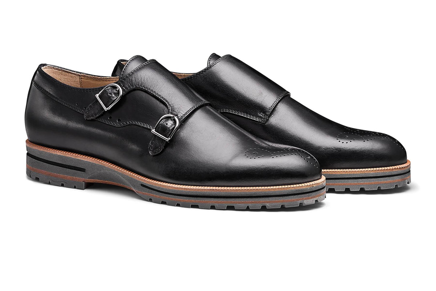 Moral Code Gunnar Men's Double-Strap Monk Dress Shoe -Black Leather-7