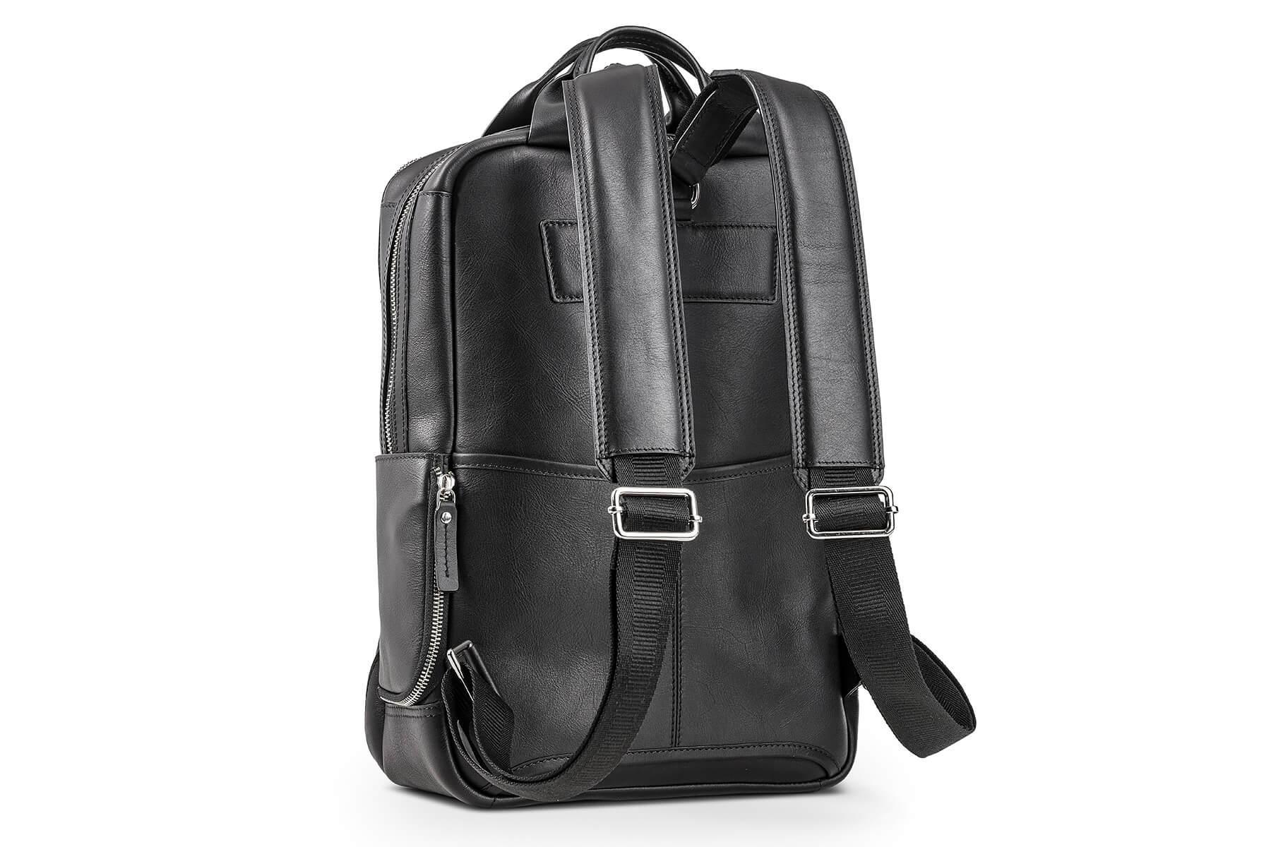 black leather laptop backpack Moral Code Back Office Backpack Navy Leather / One Size