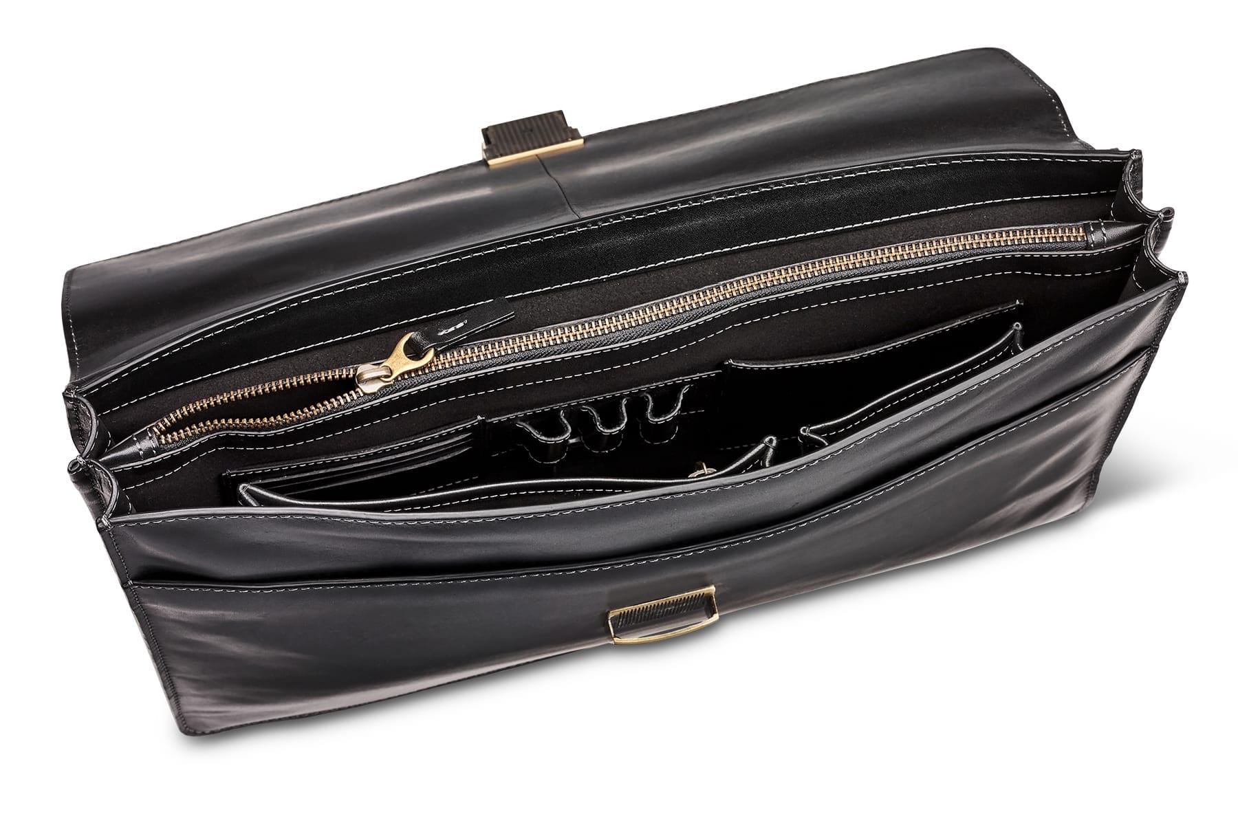 Moral Code Aspen Briefcase -Black Leather-