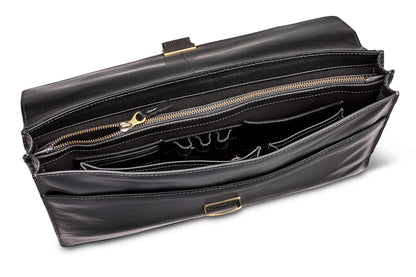 Moral Code Aspen Briefcase -Black Leather-