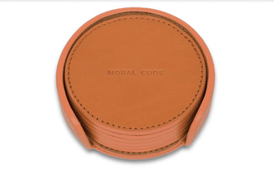 Moral Code Barva Coasters -Cognac Leather-
