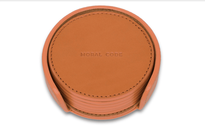 Moral Code Barva Coasters -Cognac Leather-