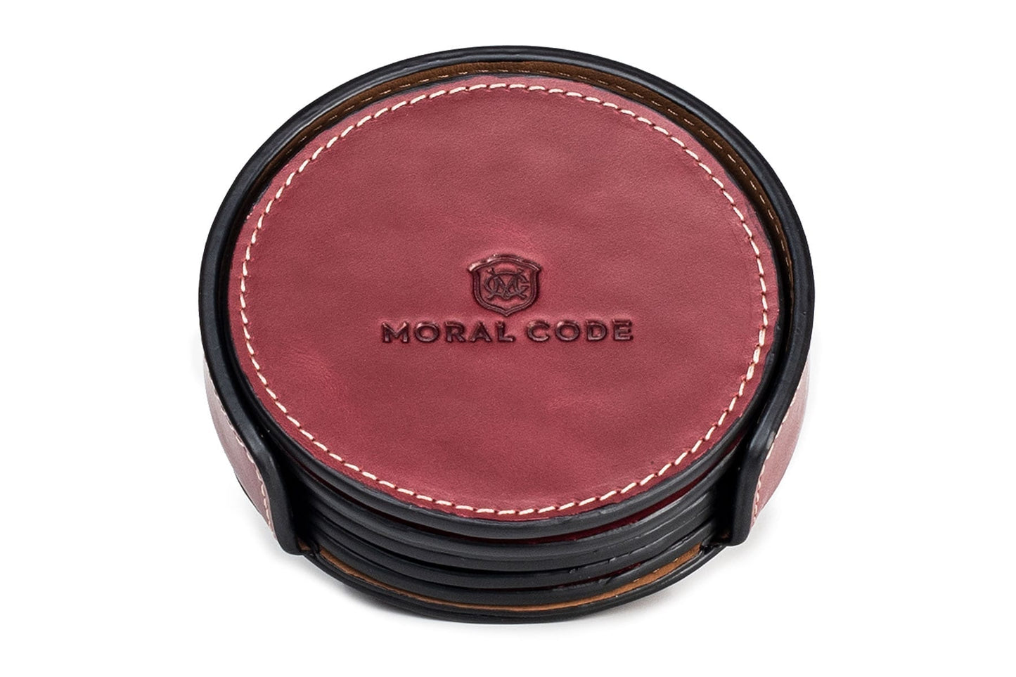 Moral Code Coaster -Red Leather-