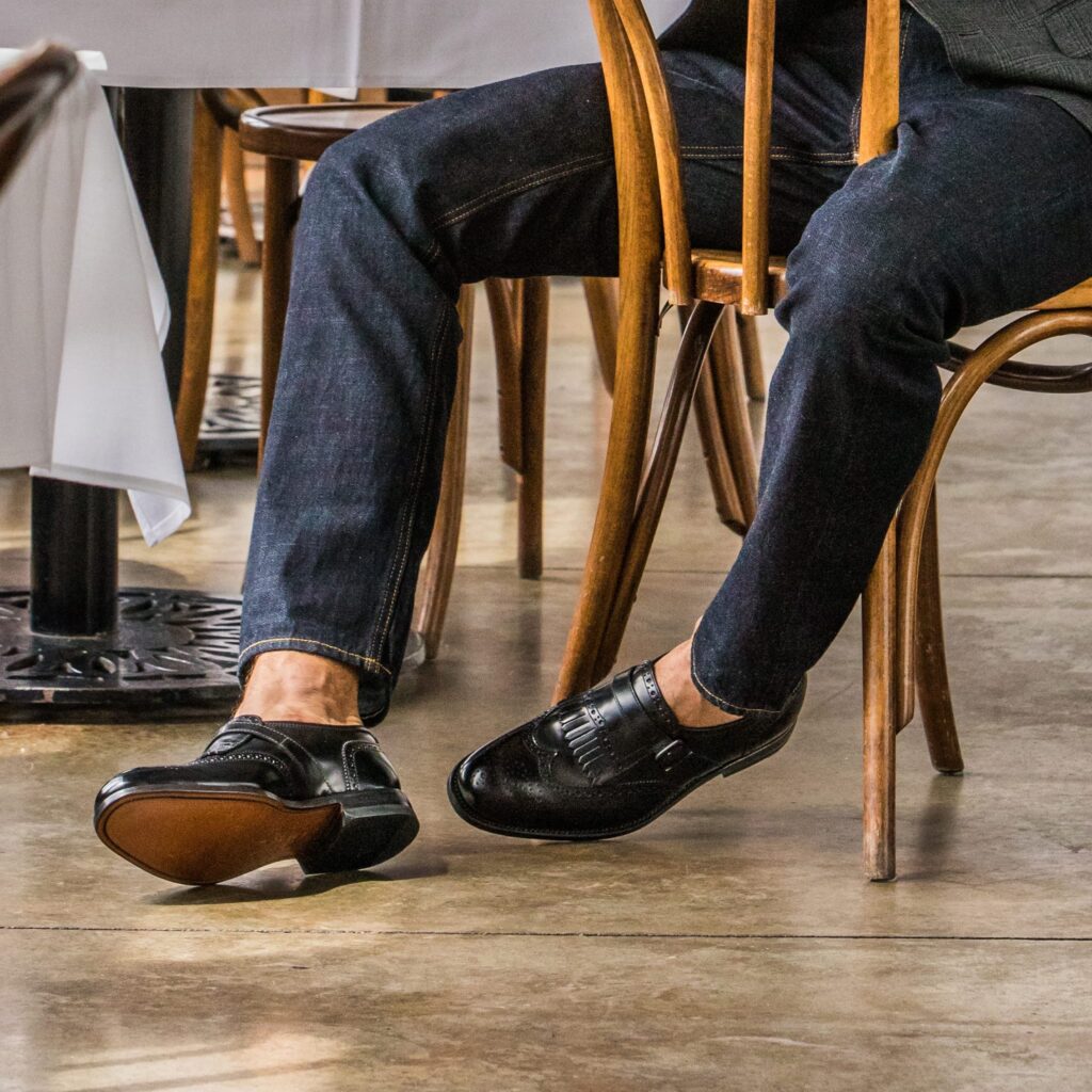 Black jeans with loafers